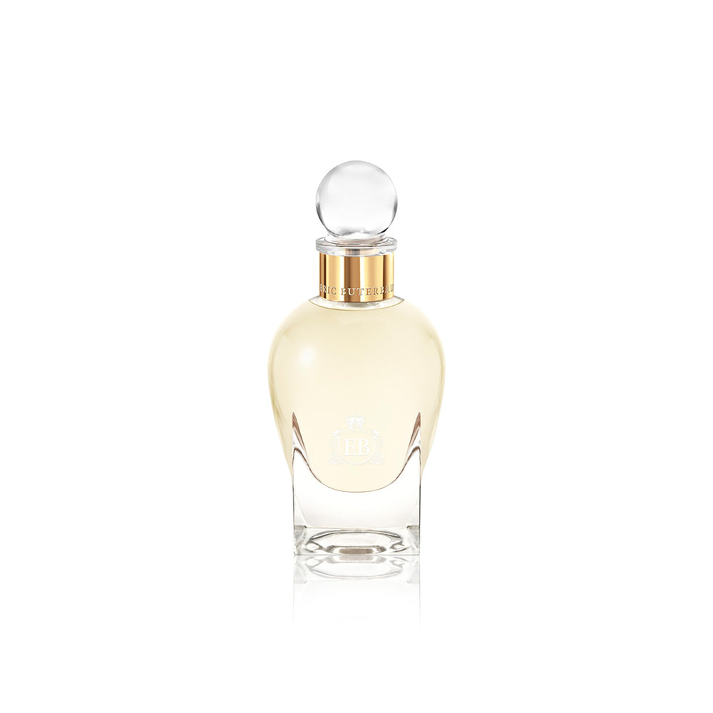 100 ml bottle, with transparent glass and yellowish perfum. Spherical cap with gold band. Virgin Lily of the Valley, a fragrance by Eric Butherbaugh.