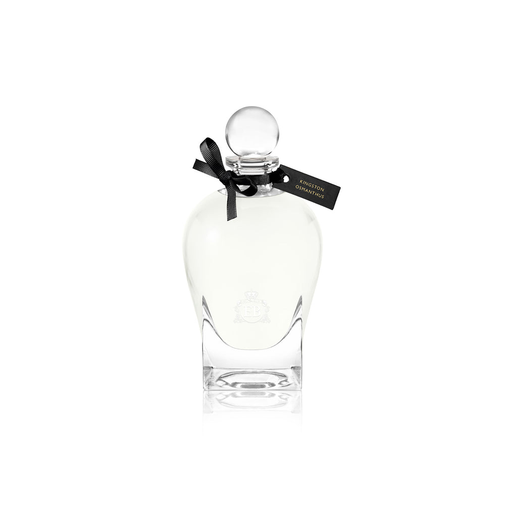 250 ml bottle, with transparent glass and yellowish perfum. Spherical cap with black ribbon. Kingston Osmanthus, a fragrance by Eric Butherbaugh.